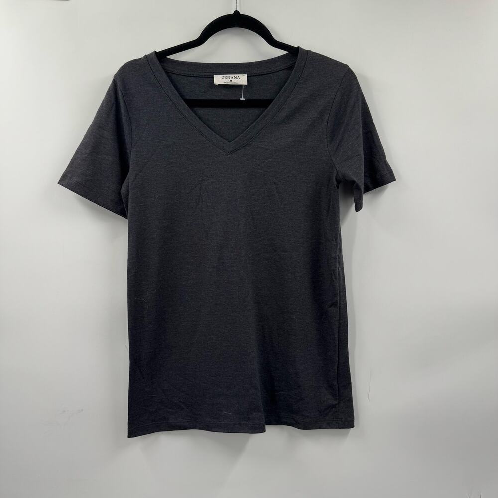 NWOT Zenana Gray v neck t shirt